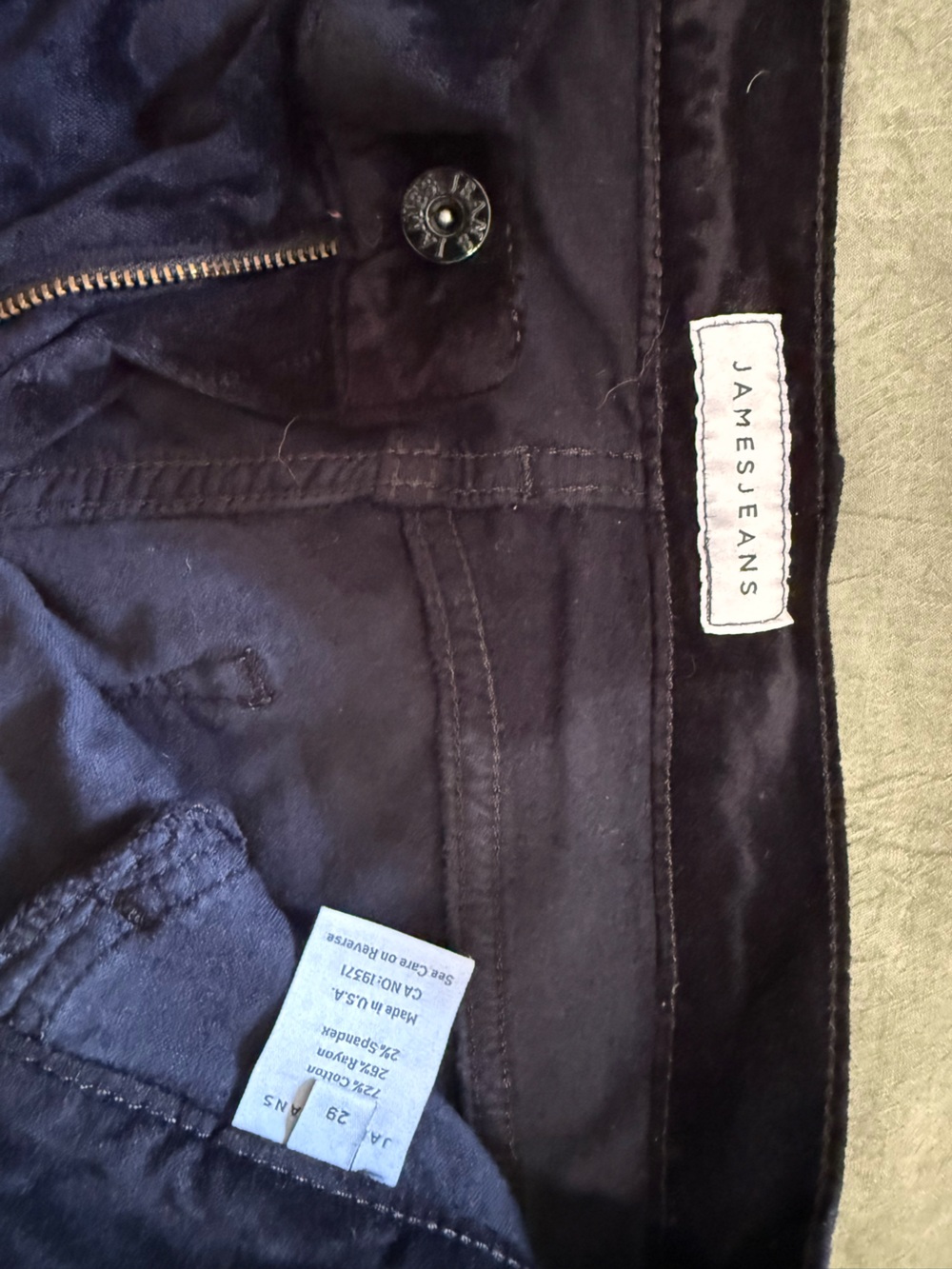 James Jeans Women's Navy Velvet Pants